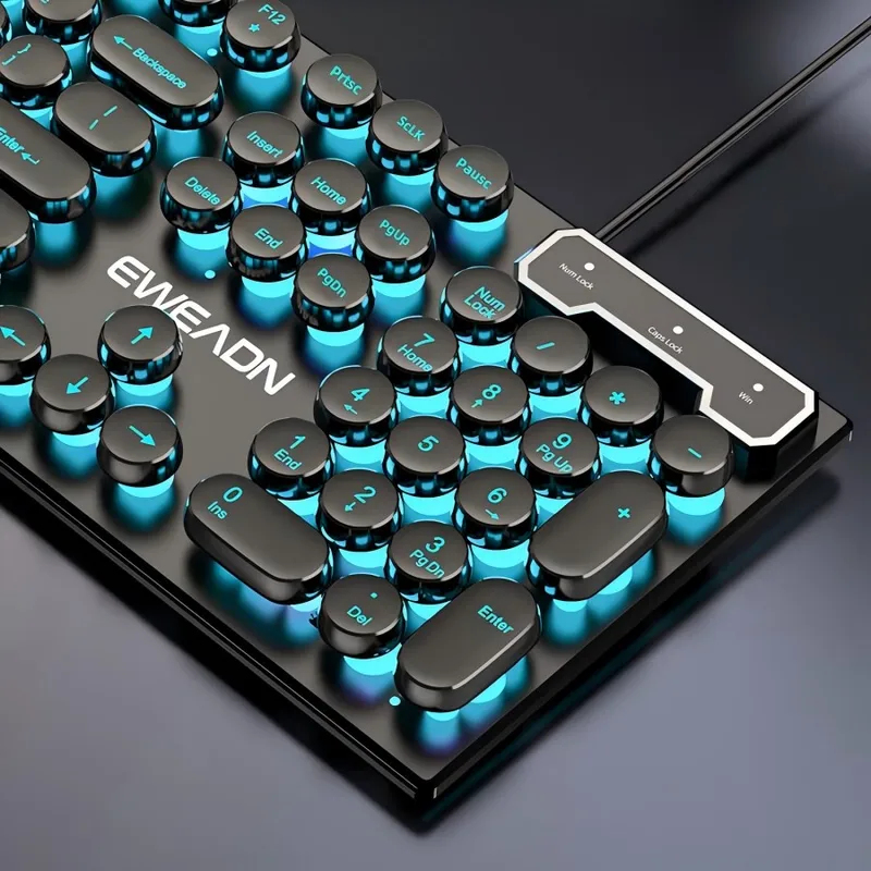 Gaming Keyboard No Rgb - Retro Punk Mechanisches Tastatur-Maus-Set Kabelgebunden Kabellos