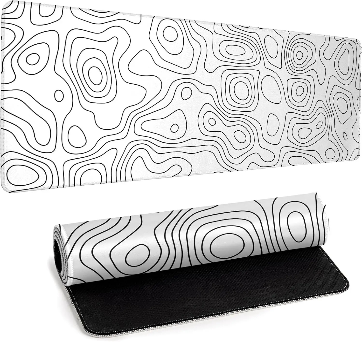 Gaming Keyboard High Ground - Weißes Gummi-Mauspad mit Topografie-Design, Großes Gaming-Mauspad,