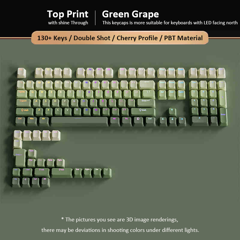 Gaming Keyboard No Rgb - Green Grape Double Shot PBT-Tastenkappen, 130